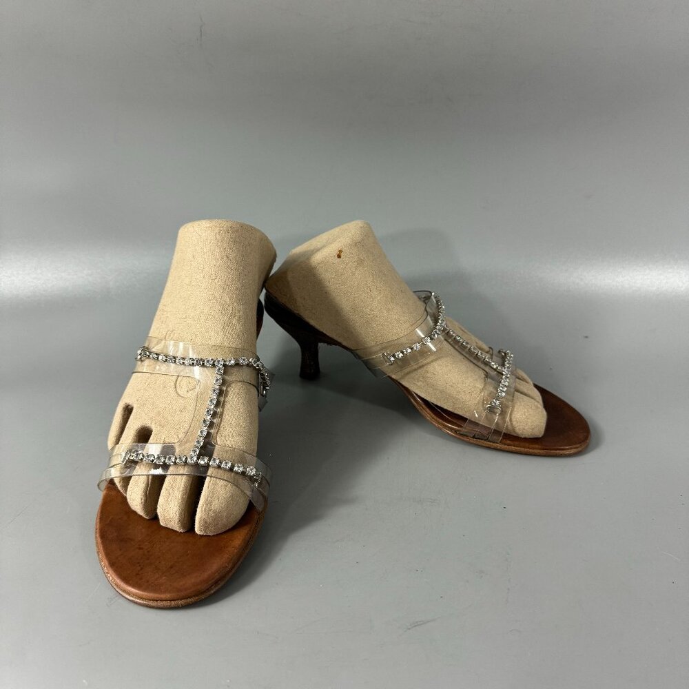 Fiorina Made In Italy PV Strappy with Rhinestone Sandals, Size 35